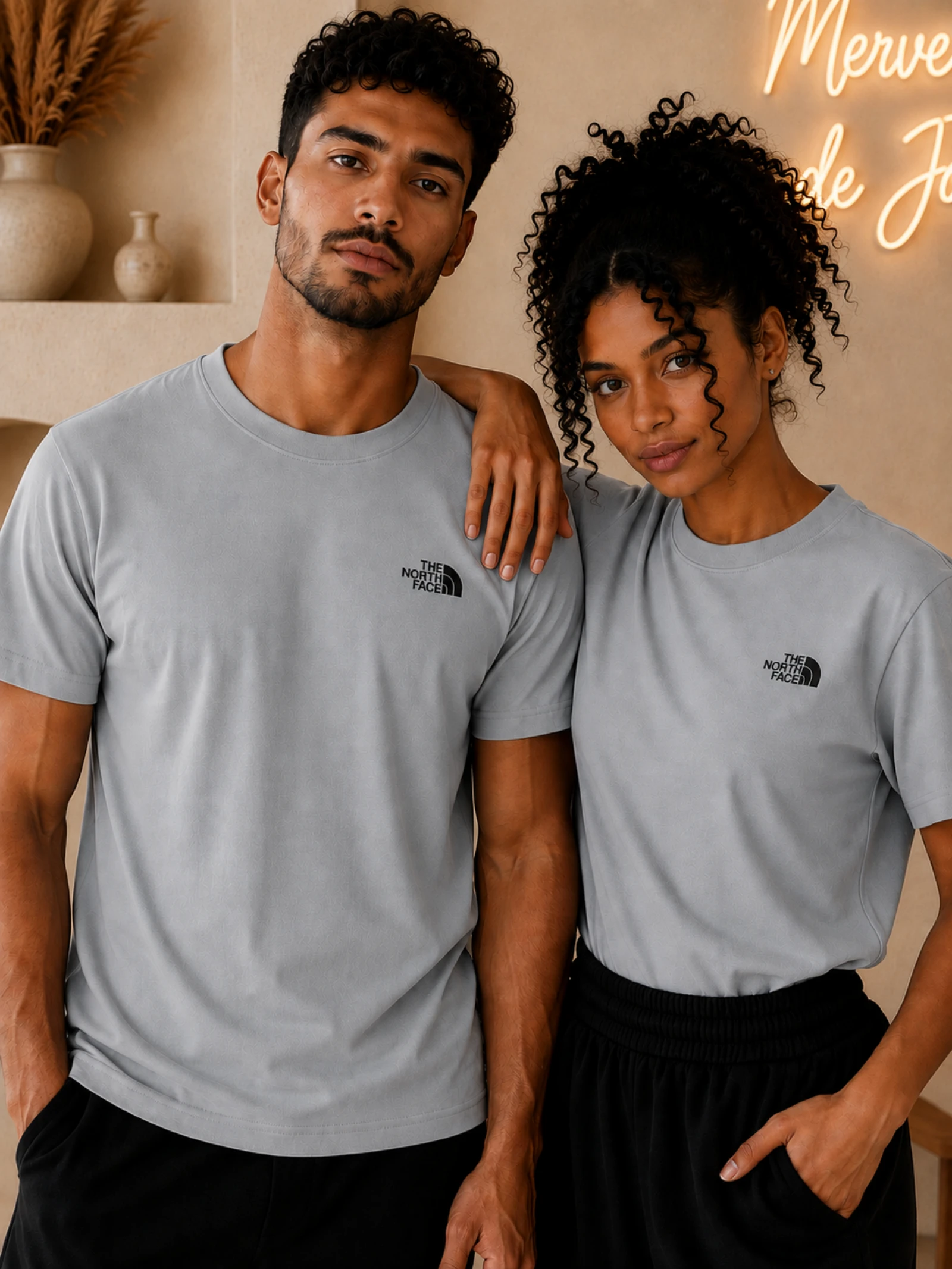 ✨ T-shirt The North Face – Gris bleuté (Mixte)